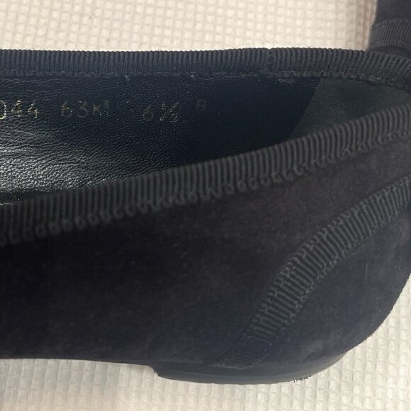 Salvatore Ferragamo RIAS Black Suede Ballet Flats, 6 1/2 B - Picture 2 of 12
